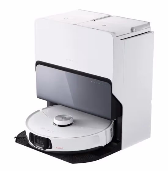 Roborock S8 MaxV Ultra robot vacuum with maximum 10,000 Pa suction power and ultra dock, optimized for deep carpet cleaning