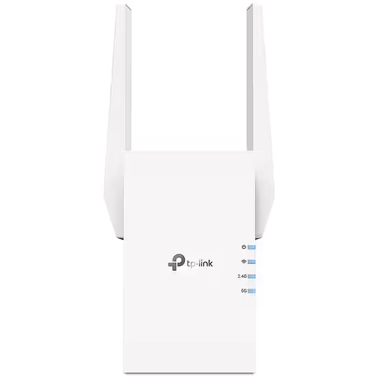 TP-Link RE705X outdoor WiFi 6 extender with weatherproof design, external antennas, and dual-band coverage for patios, gardens, and outdoor areas