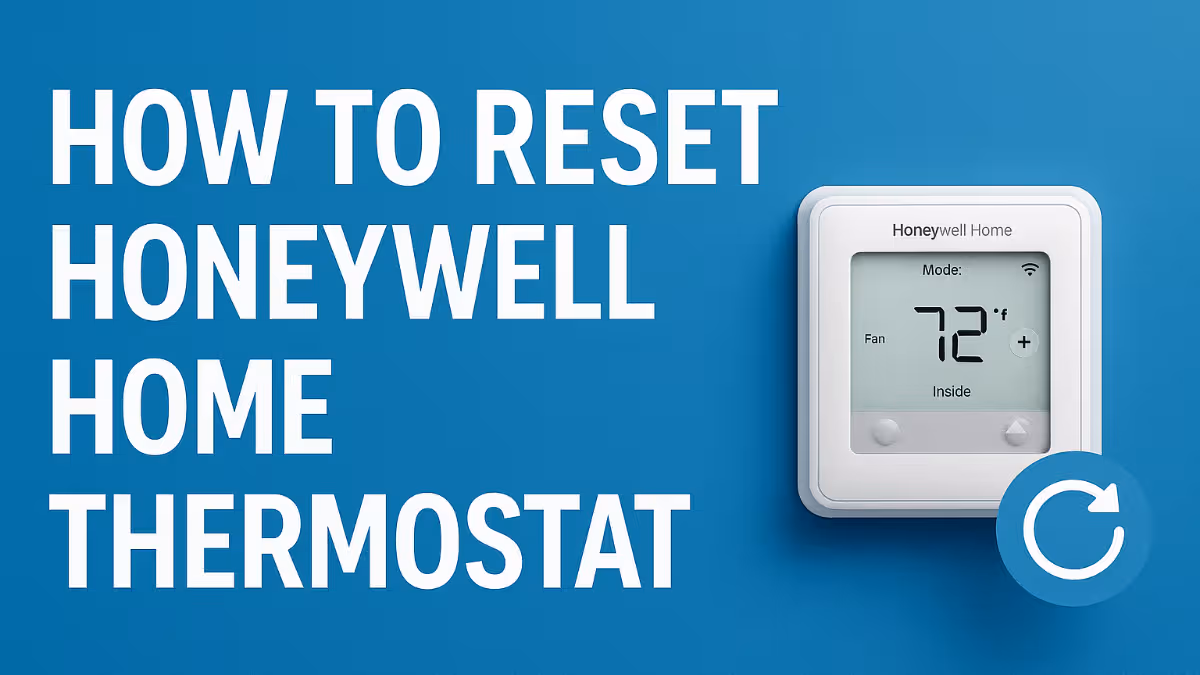 Honeywell home thermostat display showing temperature settings and reset menu options for WiFi and factory reset