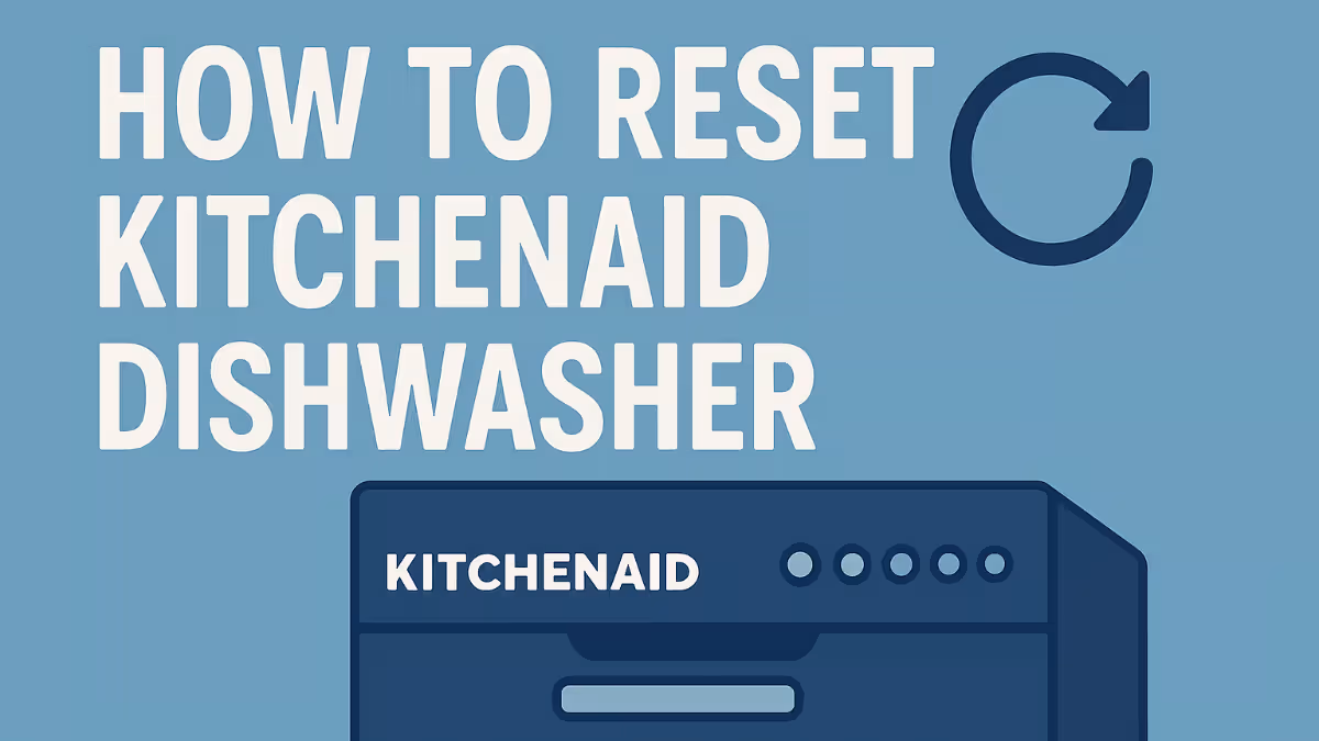 KitchenAid dishwasher control panel with LED error codes and button sequence for diagnostic reset and cycle restart