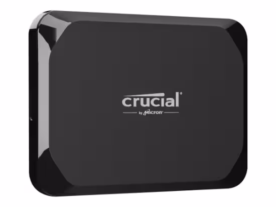 Crucial X9 external SSD showcasing its lightweight aluminum design, compact form factor, and USB-C connectivity for affordable high-speed portable storage